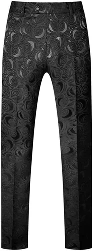Vista 4 de YFFUSHI Trajes de jacquard de 2 piezas para hombre, esmoquin, 1 botón, cuello chal, fiesta, cena, traje de boda