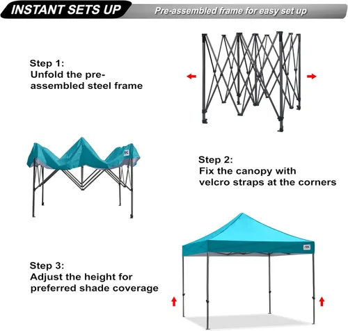 Vista 2 de Abccanopy - Carpa de toldo para tienda de campaña comercial instantánea con bolsa de transporte con ruedas, 4 bolsas de arena, Turquoise