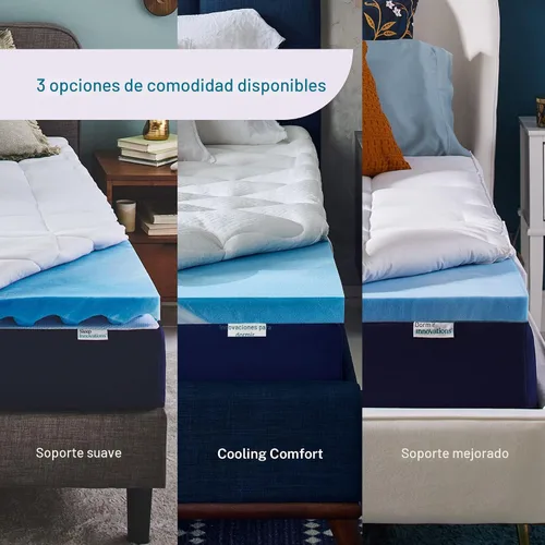 Vista 8 de Sleep Innovations Cooling Comfort - Cubrecolchón de espuma viscoelástica de gel de doble capa, 4 pulgadas, tamaño Queen, funda de almohada