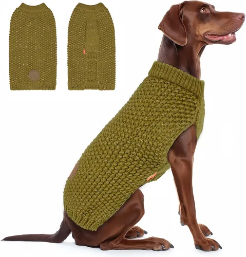 Vista 19 de KYEESE Suéter para Perro con Agujero para Correa para Perros Pequeños Machos Suéter Cálido con Hilo Reflectante Tejido Suave Ropa para Perros Machos