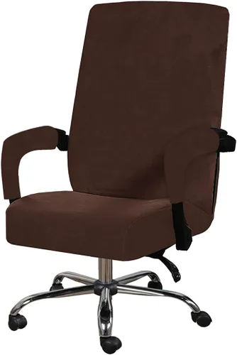 Vista 13 de Funda para silla de oficina con fundas para reposabrazos, funda elástica de terciopelo suave para silla de escritorio, fundas protectoras para silla
