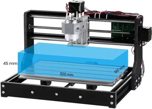 Vista 4 de Genmitsu CNC 3018-PRO Kit de fresadora GRBL Control de 3 ejes de plástico acrílico PCB de PVC para tallar madera, máquina de grabado con controlador