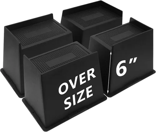 Vista 16 de Paquete de 4 elevadores de cama de 2 pulgadas, elevadores de muebles de gran tamaño resistentes, elevadores de cama extra anchos para mesa, sofá