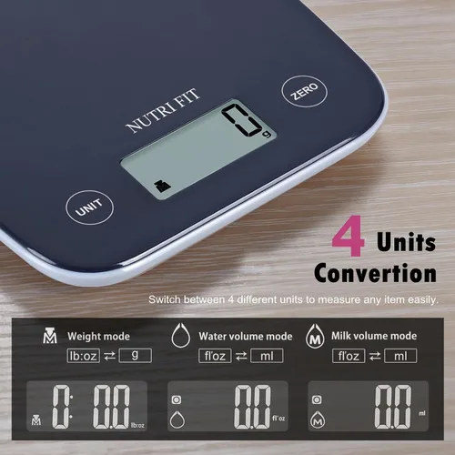 Vista 4 de NUTRI FIT Báscula digital de alimentos, báscula de cocina de 11 libras de peso digital, báscula de cocina para alimentos y gramos, 4