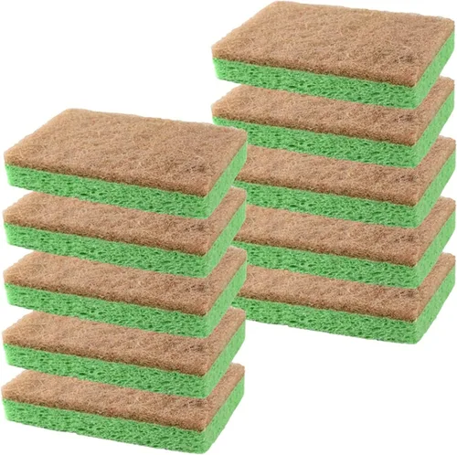 Vista 8 de SCRUBIT Esponjas naturales – Paquete de 10 esponjas naturales biodegradables compostables de celulosa y coco para platos, esponja de cocina
