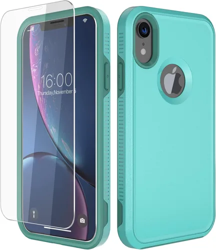 Vista 9 de Diverbox Funda para iPhone XR [Protector de Pantalla de Vidrio Templado] [A Prueba de Golpes] [A Prueba de Caídas] Funda de Teléfono de Protección