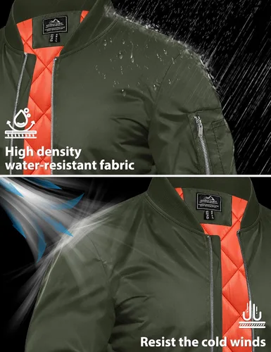 Vista 3 de TACVASEN - Chaqueta bomber para hombre, cortavientos, chaqueta térmica acolchada, abrigada, para invierno