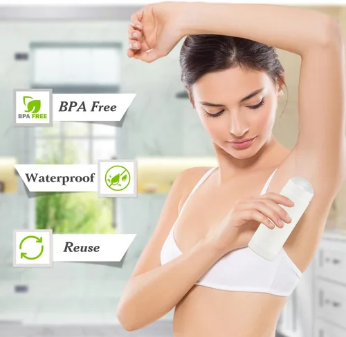 Vista 4 de Recipientes de desodorante blanco de 2.0 fl oz/2 oz botella de llenado de plástico para desodorante recargable en barra para crayón bálsamo labial