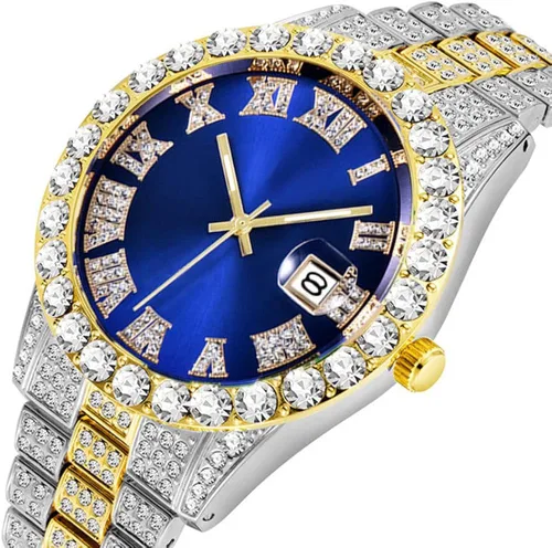 Vista 2 de Reloj de cristal unisex de moda con diamantes para hombre y mujer, reloj de pulsera de diamantes de lujo