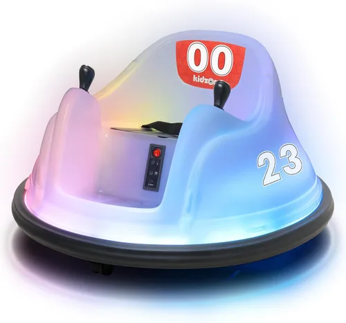 Vista 8 de Kidzone 360 Spin Race auto chocador recargable con control remoto, para montar, fácil y divertido, con certificación ASTM Azul