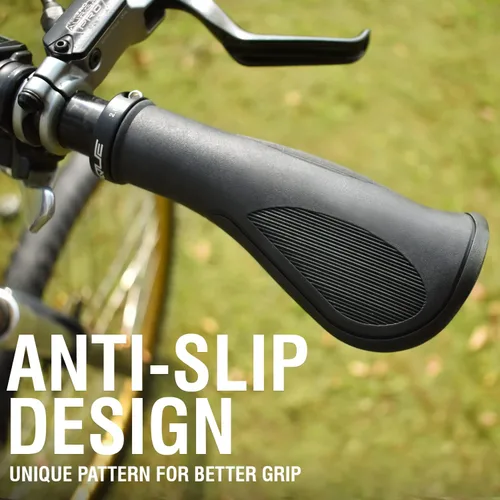Vista 3 de MARQUE Ergo - Empuñaduras para manillar de bicicleta – Agarre antideslizante para mango de bicicleta con diseño ergonómico cómodo para barra plana