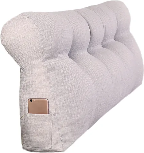 Vista 11 de Cojín triangular grande para cabecero de lectura, almohada para reposo en cama, respaldo triangular, respaldo de forro polar, soporte de Café