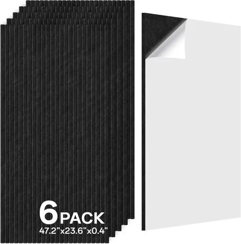 Vista 14 de Paquete de 4 paneles de pared acústicos de doble capa grandes autoadhesivos, 47.2 x 23.6 x 0.71 pulgadas, panel de pared insonorizado, barrera