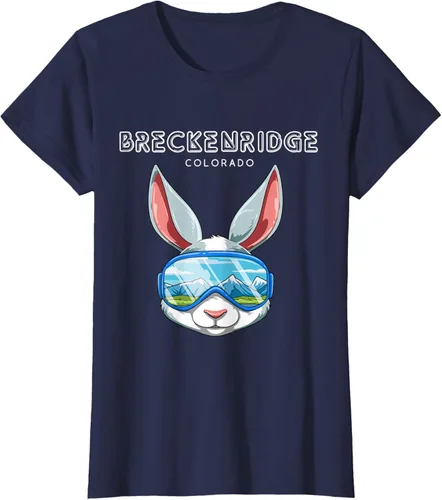 Vista 35 de Breckenridge Colorado USA - Camiseta de esquí y snowboard de conejo, Negro, S