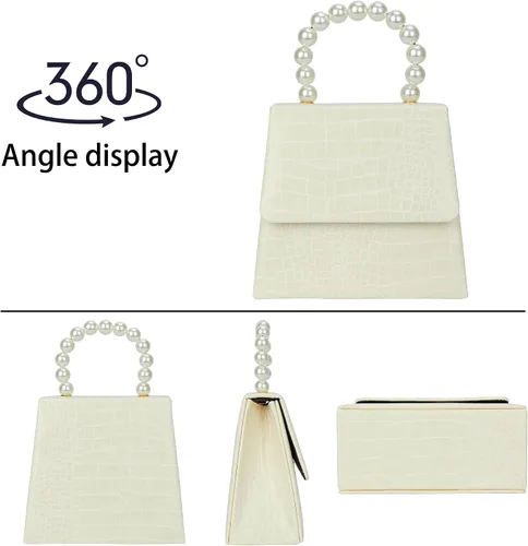 Vista 3 de Evening Handbag for Women - Synthetic Pearl Top Handle Crossbody Bag Clutch Purses Prom Party Dinner Accessories
