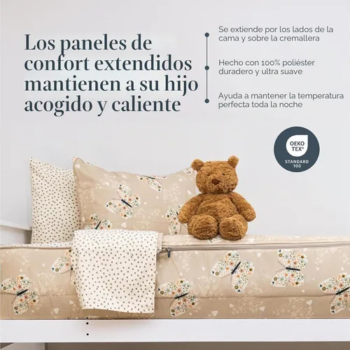 Vista 5 de Beddy's Juego de ropa de cama todo en uno con cremallera para niños, diseño Beige