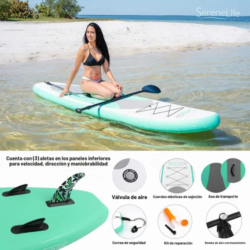 Vista 7 de SereneLife Tabla de Stand Up Paddle Inflable con Accesorios SUP Premium – Diseño Amplio y Estable con Almohadilla de Cubierta EVA Antideslizante