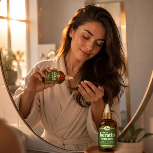 Vista 4 de Difeel Mezcla de aceite de queratina vegana para el cabello, antiencrespamiento y brillo, 8 onzas