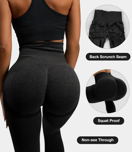 Vista 2 de JGS1996 Leggings con levantamiento de glúteos para mujer, cintura alta, para entrenamiento, sin costuras, pantalones de yoga con levantamiento