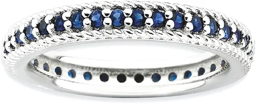 Vista 10 de 925 Sterling Silver Created Sapphire Eternity Band Ring Stone Birthstone September Gemstone Stackable Fine Jewelry For Women Gifts For Her