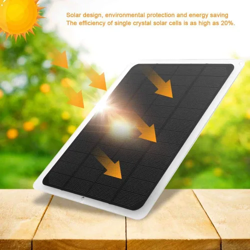 Vista 4 de Cargador de panel solar, panel monocristalino portátil de 12 V 10 W, cargador USB para luz de teléfono de automóvil, tableta de teléfono celular