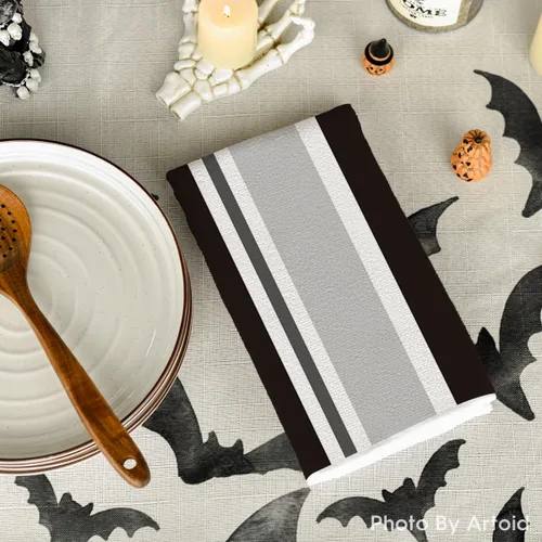 Vista 4 de Artoid Mode Toallas de Cocina Rayas Negras Home Sweet Home Boho Halloween Toallas de Platos, 18x26 Pulgadas Toallas de Mano de Decoración