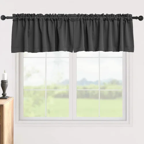 Vista 15 de Pickluc Cortinas opacas con cenefa de 18 pulgadas de largo, cortinas cortas con bolsillo para barra para ventana de cocina, baño, sala de estar