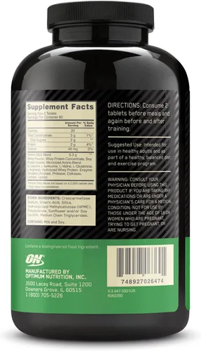 Vista 9 de Optimum Nutrition Superior Amino 2222 Tablets, Complete EAAs, 160 Ct