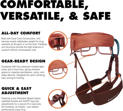 Vista 3 de BLACK DIAMOND Women’s Momentum Rock Climbing Harness Dual Core Construction Adjustable Waist & Leg Loops