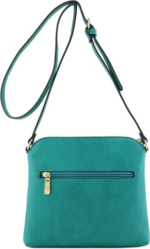 Vista 5 de Bandolera o bolsa mediana con patrón triangular, de estilo cruzado, acolchada y con borla