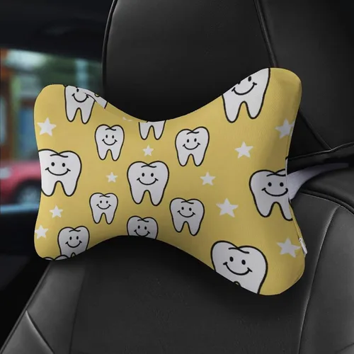 Vista 5 de Supdreamc Lindo patrón dental amarillo para asiento de coche, almohada cervical almohada cervical alivio del dolor de cuello y hombro, cojín