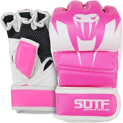 Vista 8 de SOTF Guantes de boxeo para adultos, guantes de entrenamiento de artes marciales mixtas, guantes de boxeo de lucha y dedos abiertos para mujeres