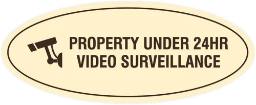 Vista 10 de Cartel de vigilancia oval PROPERTY UNDER 24HR - Negro - Pequeño (1 paquete)