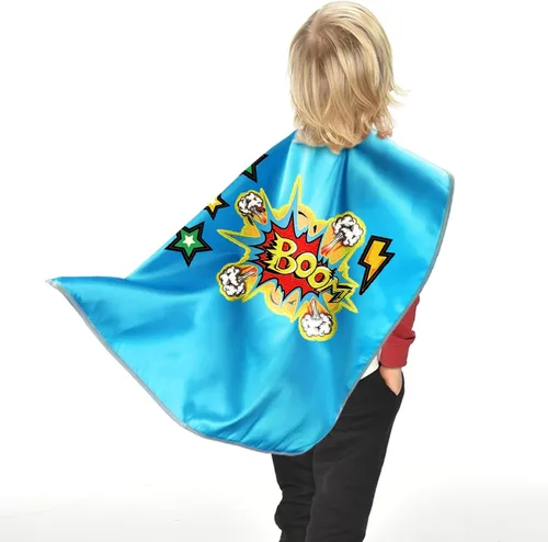 Vista 5 de Creatoy Capas y máscaras de superhéroe con calcomanías de bricolaje paquete de 10 juguetes de superhéroe para Halloween cumpleaños
