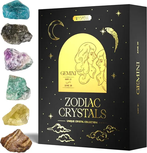 Vista 17 de Wyspell Juego de Cristales de Acuario – 6 Cristales de Acuario en Bruto y Piedras Curativas – Regalos de Acuario para Mujeres – Regalos