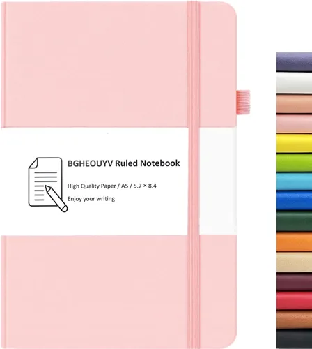 Vista 10 de Diario para cuaderno, cuaderno rayado con rayas universitarias A5, 160 páginas, diarios de tapa dura para escribir, cuadernos para el trabajo