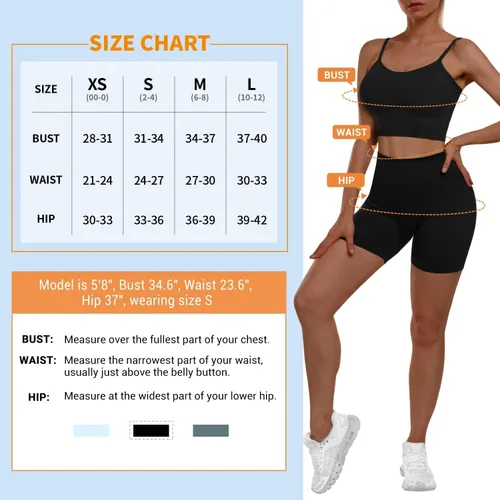 Vista 3 de Sportneer Workout Sets Two Piece Outfits for Women, Gym Yoga Shorts Sets High Waist Women's Tracksuit Active Wear