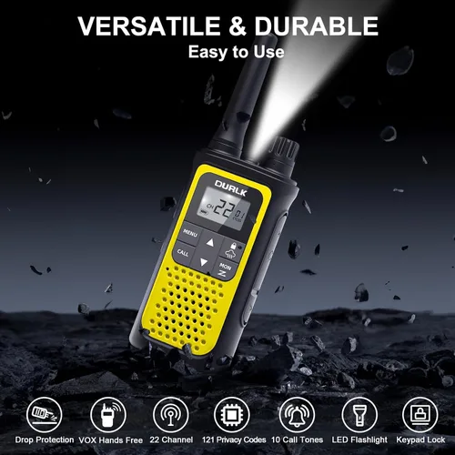 Vista 5 de Walkie Talkies recargables de largo alcance, paquete de 4 Walkie Talkies para adultos NOAA con alerta meteorológica, radio de 2 vías de 22 canales