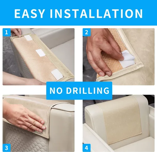 Vista 5 de 2 fundas protectoras para reposacabezas reclinable, impermeables, antideslizantes, para sillón reclinable, fundas para reposacabezas de sofá Beige