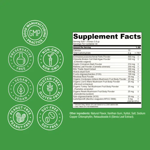 Vista 8 de Live Conscious Beyond Greens Superfood Powder – Delicioso polvo deshinchante Super Greens – Mezcla de verduras Matcha con clorella, equinácea