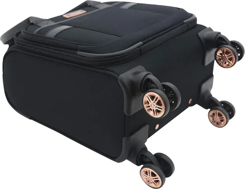 Vista 3 de kensie Hudson Softside - Juego de equipaje giratorio de 3 piezas negro con oro rosa Hudson Softside - Juego de equipaje giratorio de 3 piezas
