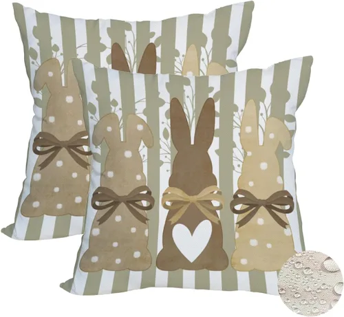 Vista 7 de Fukeen Paquete de 2 fundas de almohada impermeables para el día de San Valentín para exteriores, de 16 x 16 pulgadas, color blanco, rojo, corazón