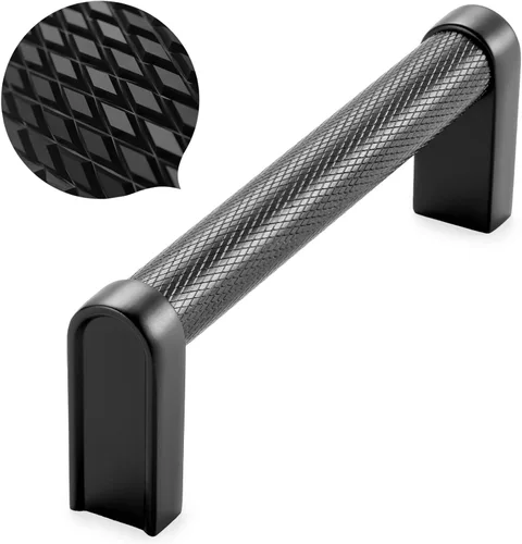 Vista 11 de Koofizo - Paquete de 10 tiradores de gabinete estriados para armario, manija negra para muebles (1.1 pulgadas/28 mm), herrajes sólidos K22