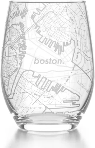 Vista 49 de Well Told Copa de vino sin tallo grabada con mapa de Atlanta, Georgia (15 oz, transparente) - Mapa de ciudad grabado, vaso personalizado, regalos