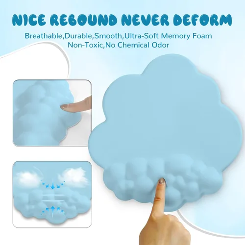 Vista 4 de MANBASNAKE Cloud - Juego de reposamuñecas para teclado con espuma viscoelástica ergonómica, base antideslizante, posavasos para el hogar, oficina
