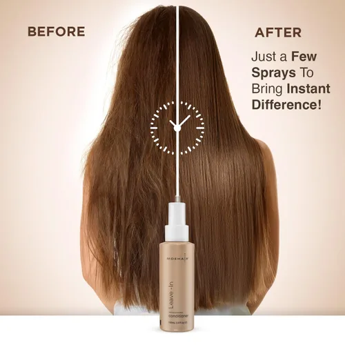 Vista 4 de MOEHAIR Travel Leave In Acondicionador para desenredar el cabello, espray alisador para el cabello, tamaño de viaje, 3.4 onzas líquidas