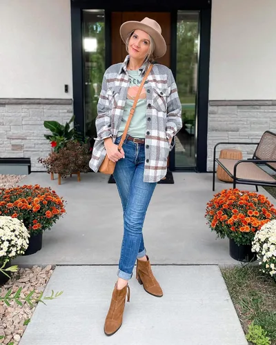 Vista 7 de GRAPENT Chaqueta acolchada con botones a cuadros de gran tamaño para mujer