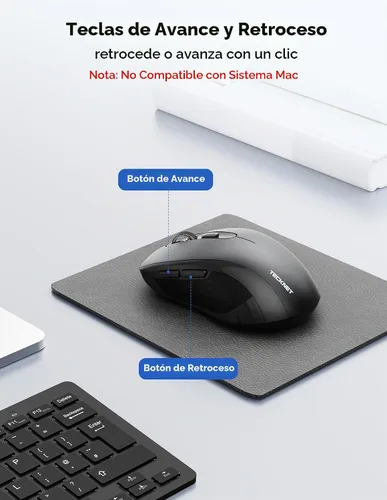 Vista 8 de TECKNET Mouse inalámbrico Bluetooth para laptop, mouse inalámbrico USB-A de 2.4G, 6 niveles ajustables 4000 DPI, ratones portátiles con receptor y 6