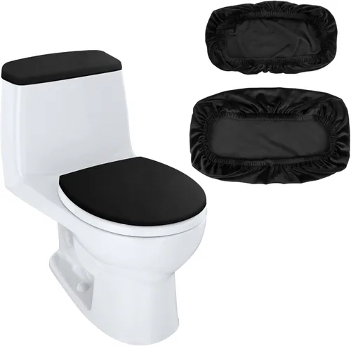 Vista 9 de Cubierta de tapa de inodoro y cubierta de tapa de tanque de inodoro de repuesto con parte inferior elástica para accesorios de decoración de baño