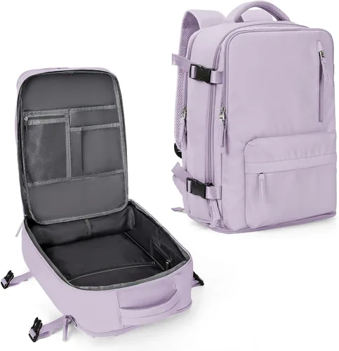 Vista 20 de WONHOX - Mochila grande, aprobada para vuelo, unisex, para viajes, trabajo, negocios o laptop, a1-Negro, Medium